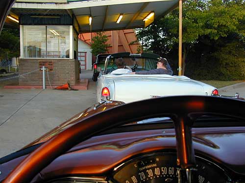 Marilyn Stookey behind the wheel of her 55 convertible